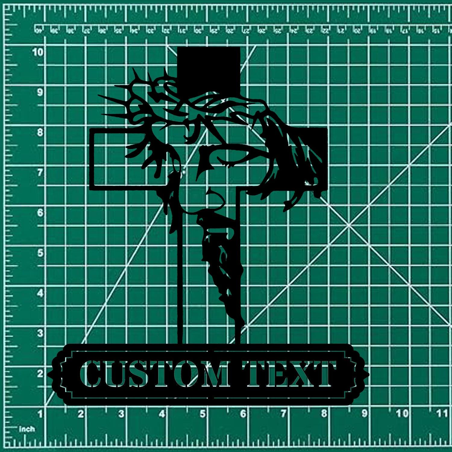 Jesus Cross Sign, Christian Metal Sign Decor, Personalized Christian Name Sign, Outdoor Door Jesus Decor, Cross Metal Sign, Housewarming