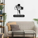 Jesus Cross Sign, Christian Metal Sign Decor, Personalized Christian Name Sign, Outdoor Door Jesus Decor, Cross Metal Sign, Housewarming