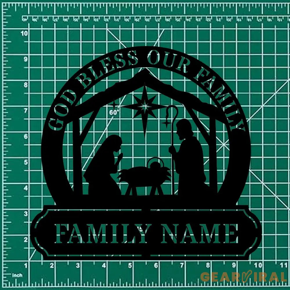 Jesus God Bless Our Family Metal Name Sign Personalized Split Letter Last Name Christian Sign Outdoor Door Hanger