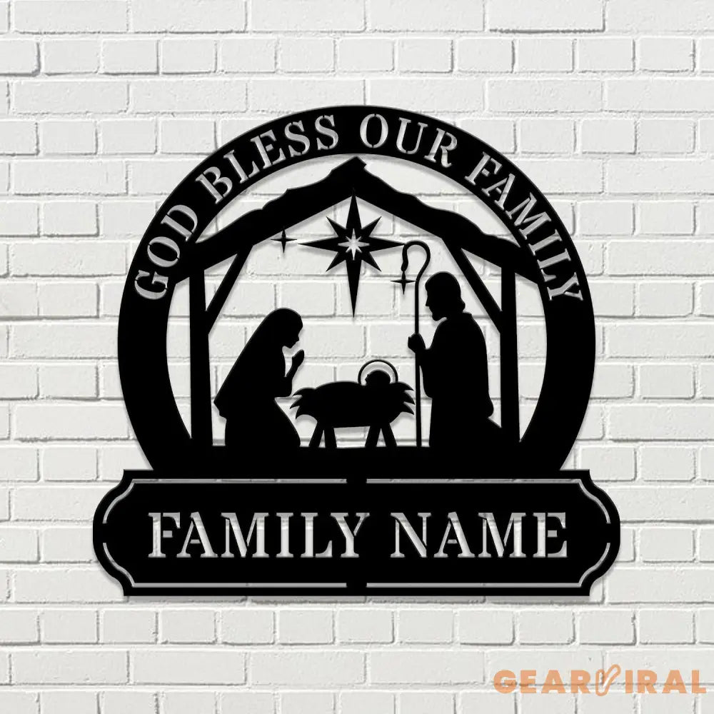 Jesus God Bless Our Family Metal Name Sign Personalized Split Letter Last Name Christian Sign Outdoor Door Hanger