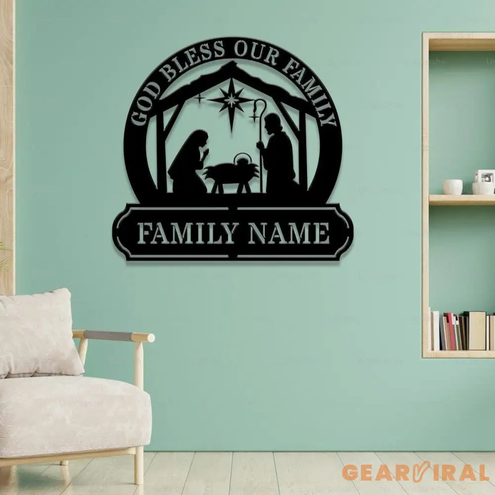Jesus God Bless Our Family Metal Name Sign Personalized Split Letter Last Name Christian Sign Outdoor Door Hanger