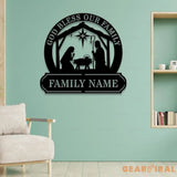 Jesus God Bless Our Family Metal Name Sign Personalized Split Letter Last Name Christian Sign Outdoor Door Hanger