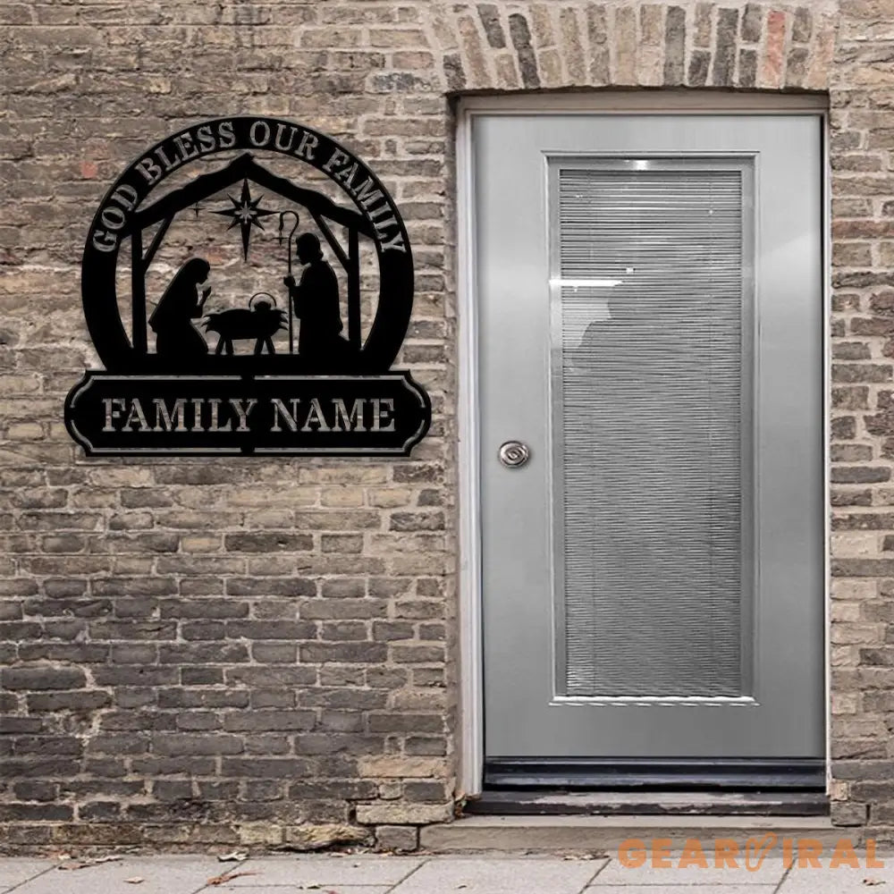 Jesus God Bless Our Family Metal Name Sign Personalized Split Letter Last Name Christian Sign Outdoor Door Hanger