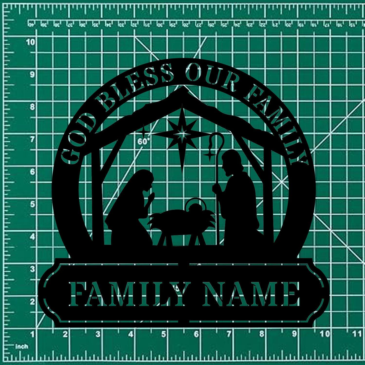 Jesus God Bless Our Family Metal Name Sign, Personalized Split Letter Last Name, Christian Sign, Outdoor Door Hanger, Housewarming Monogram