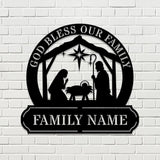Jesus God Bless Our Family Metal Name Sign, Personalized Split Letter Last Name, Christian Sign, Outdoor Door Hanger, Housewarming Monogram