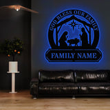 Jesus God Bless Our Family Metal Name Sign, Personalized Split Letter Last Name, Christian Sign, Outdoor Door Hanger, Housewarming Monogram