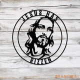Jesus Has Rizzen Metal Wall Art with Led Light Christian Line Art Christian Wall Decor Christian Gift Outdoor Garden