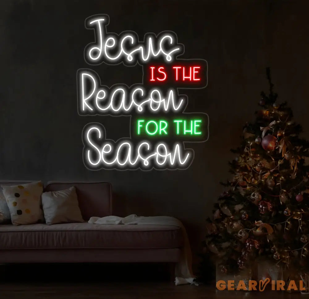 Jesus Is The Reason For The Season Neon Sign Merry Christmas Led Sign Christmas Neon Light Christmas Quote Wall Art