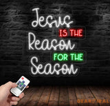 Jesus Is The Reason For The Season Neon Sign Merry Christmas Led Sign Christmas Neon Light Christmas Quote Wall Art