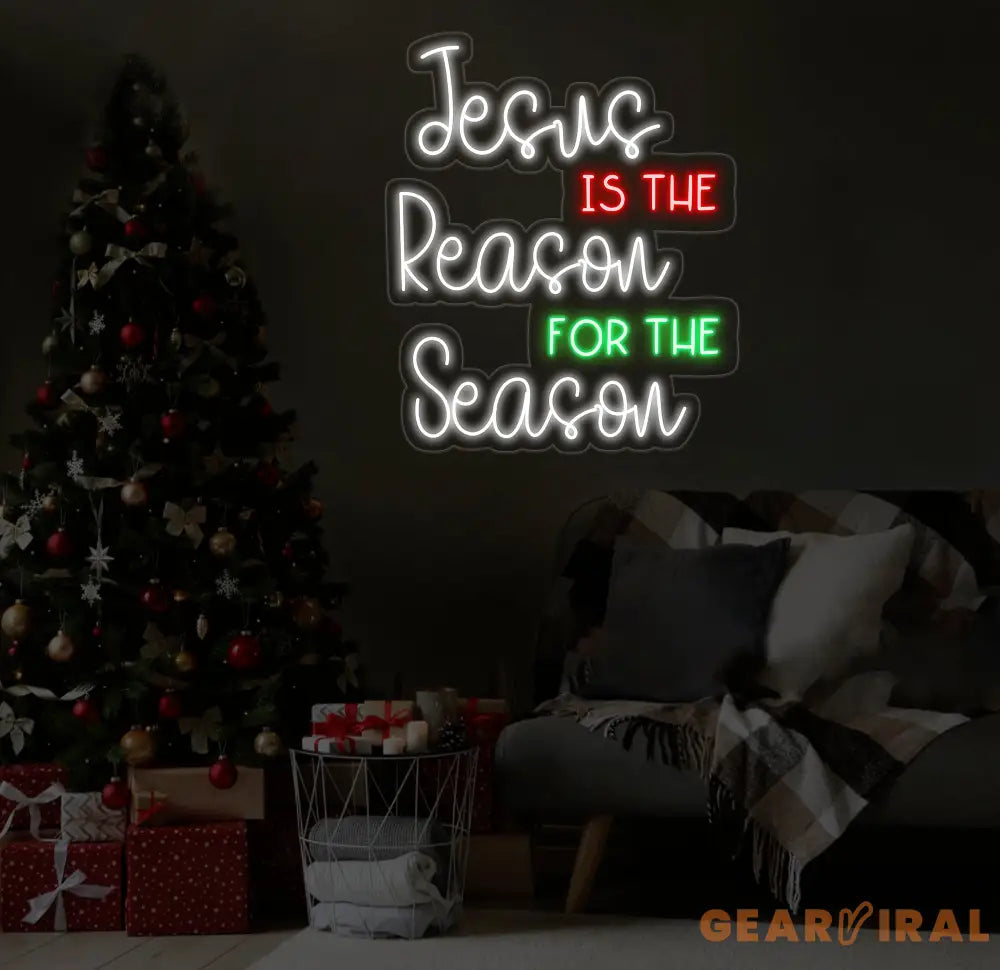 Jesus Is The Reason For The Season Neon Sign Merry Christmas Led Sign Christmas Neon Light Christmas Quote Wall Art