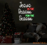Jesus Is The Reason For The Season Neon Sign Merry Christmas Led Sign Christmas Neon Light Christmas Quote Wall Art