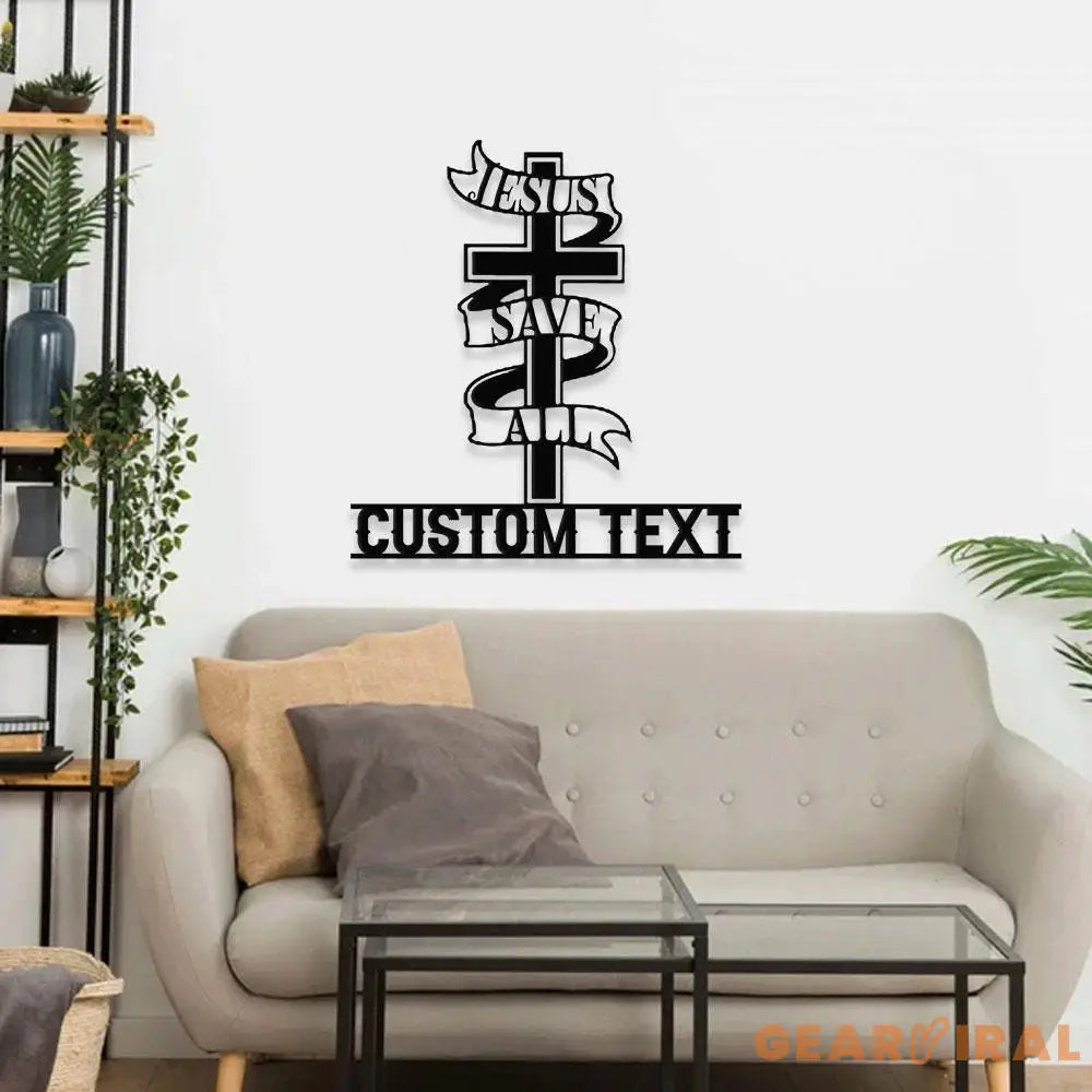 Jesus Saves All Family Est Metal Name Sign Personalized Split Letter Last Name Christian Sign Outdoor Door Hanger