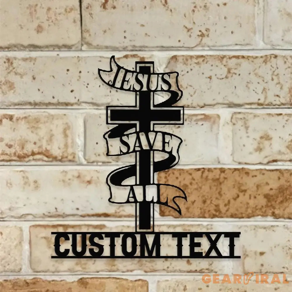 Jesus Saves All Family Est Metal Name Sign Personalized Split Letter Last Name Christian Sign Outdoor Door Hanger