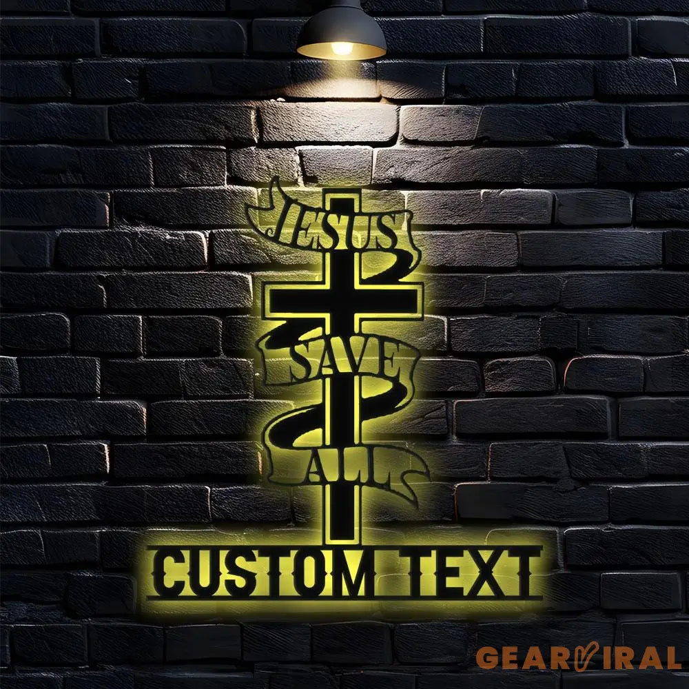 Jesus Saves All Family Est Metal Name Sign Personalized Split Letter Last Name Christian Sign Outdoor Door Hanger