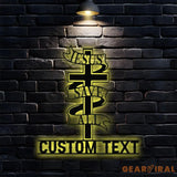 Jesus Saves All Family Est Metal Name Sign Personalized Split Letter Last Name Christian Sign Outdoor Door Hanger