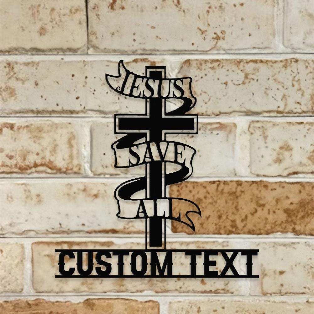 Jesus Saves All Family Est Metal Name Sign, Personalized Split Letter Last Name, Christian Sign, Outdoor Door Hanger, Housewarming Monogram