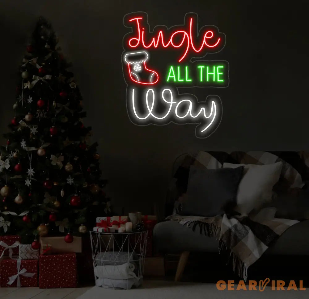 Jingle All The Way Neon Sign Merry Christmas Led Sign Christmas Neon Light Christmas Quote Wall Art Christmas House
