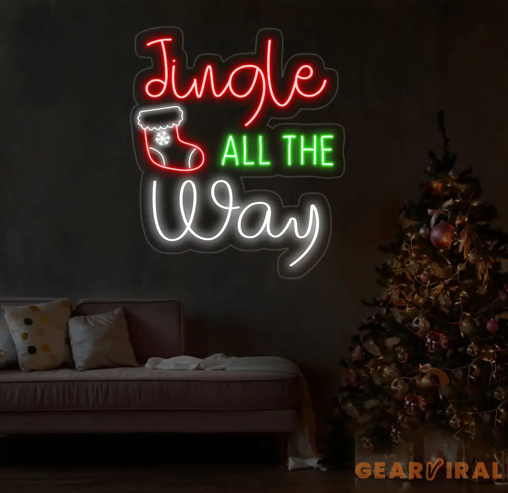 Jingle All The Way Neon Sign Merry Christmas Led Sign Christmas Neon Light Christmas Quote Wall Art Christmas House