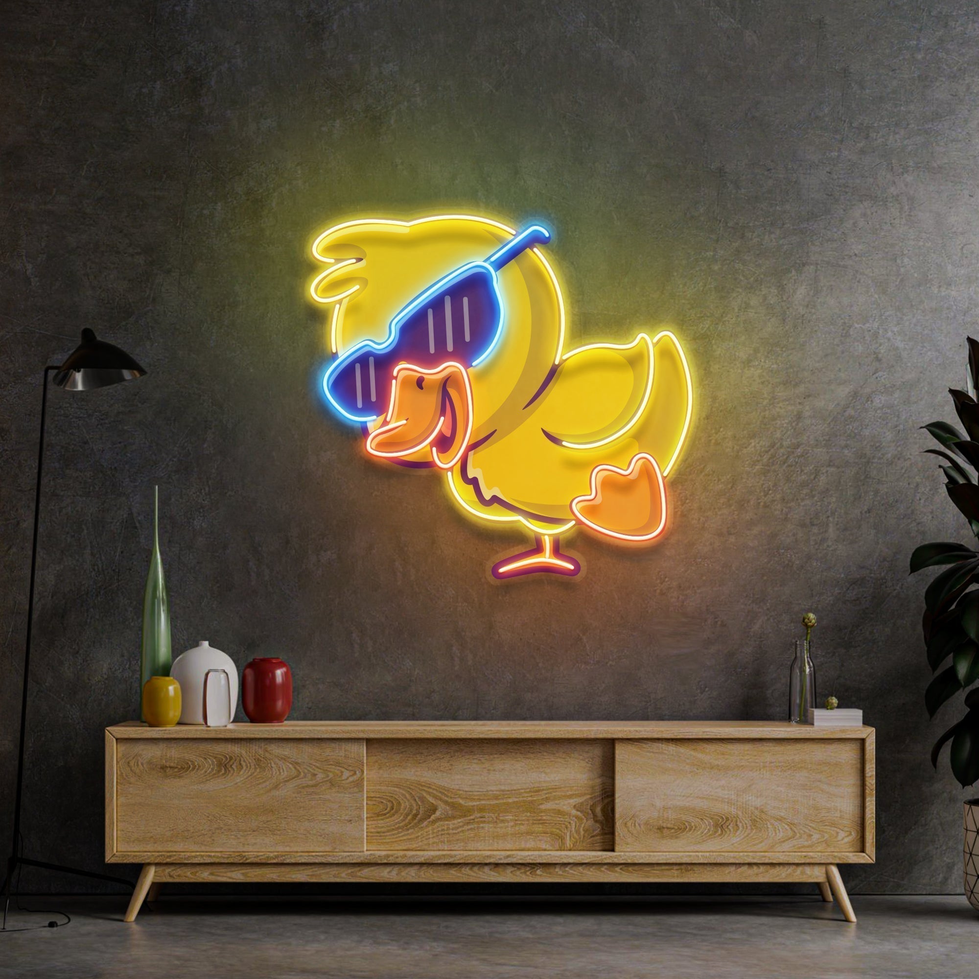 Jolly Duck Jumping LED Neon Sign Light Pop Art
