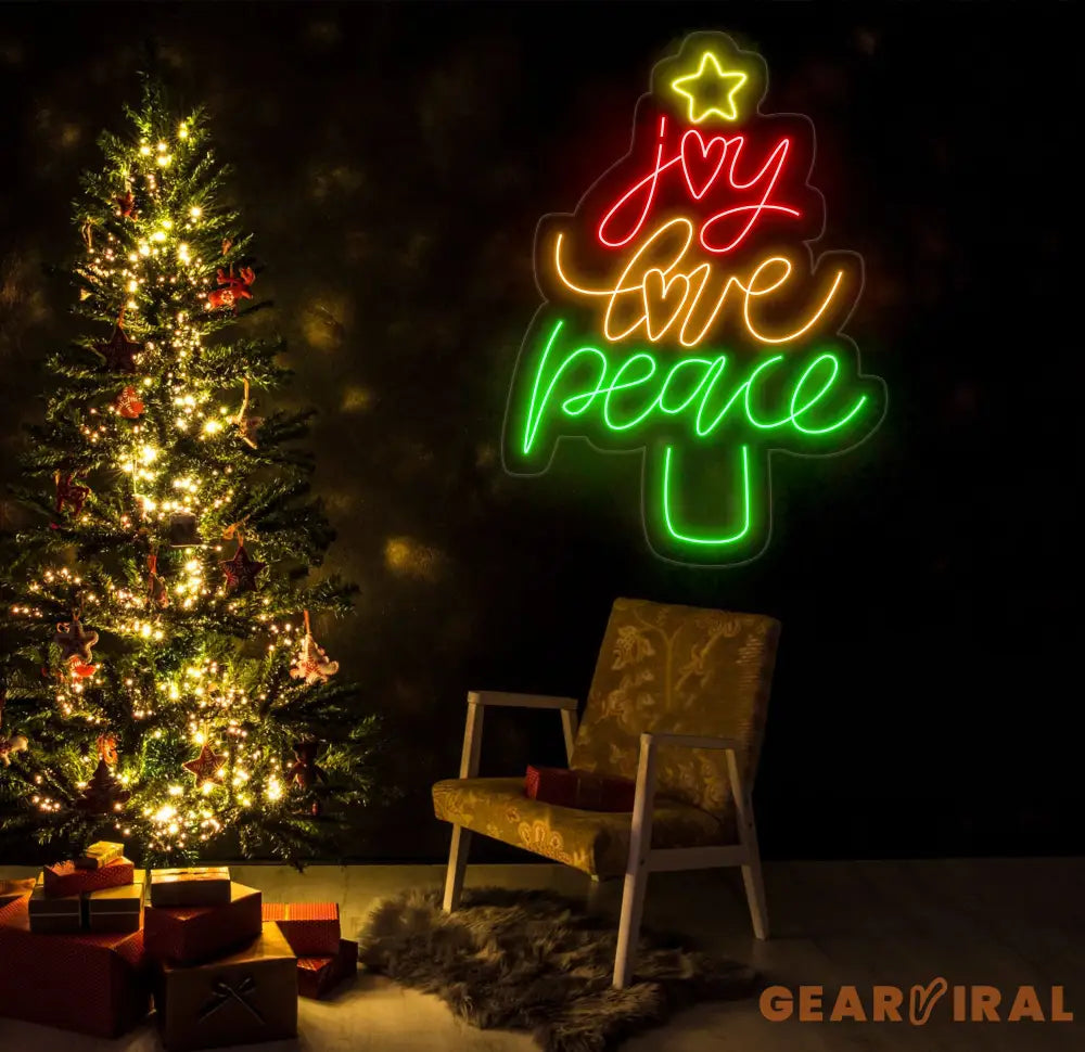 Joy Love Peace Neon Sign Merry Christmas Led Sign Christmas Neon Light Christmas Quote Wall Art Christmas Text House