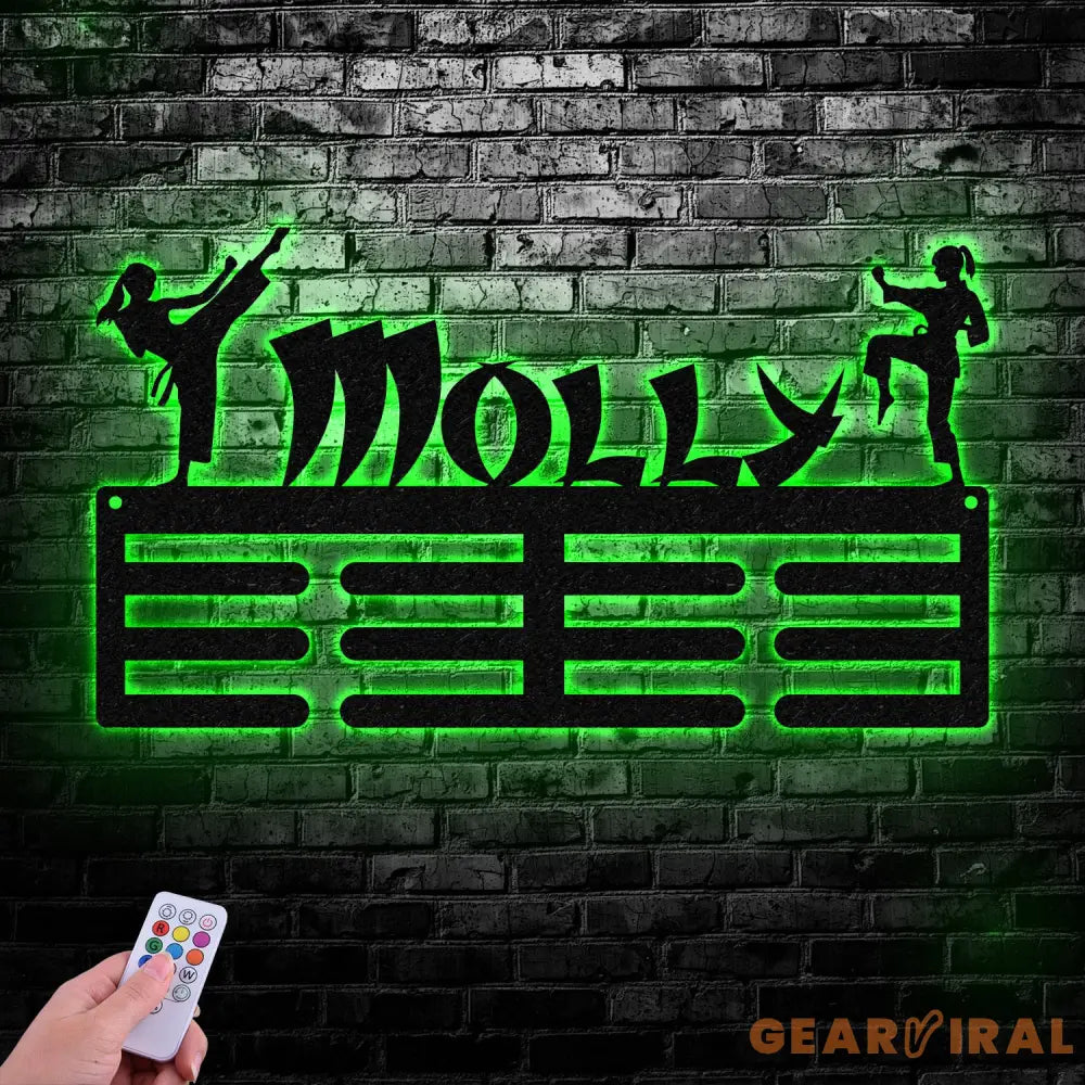 Karate Female Custom Name Medal Hanger Monogram - 12 Rungs for medals & Ribbons Medal Display Sports Medals Sports