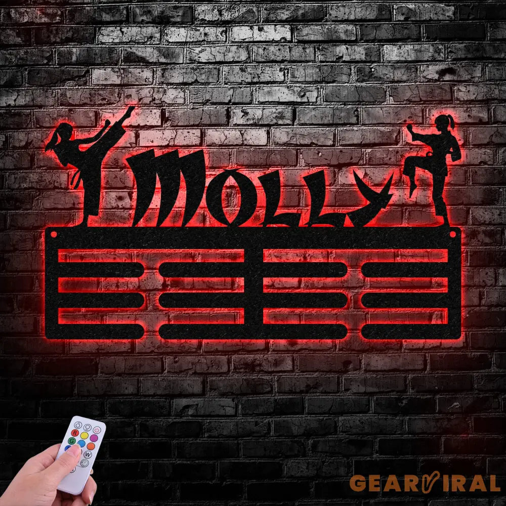 Karate Female Custom Name Medal Hanger Monogram - 12 Rungs for medals & Ribbons Medal Display Sports Medals Sports