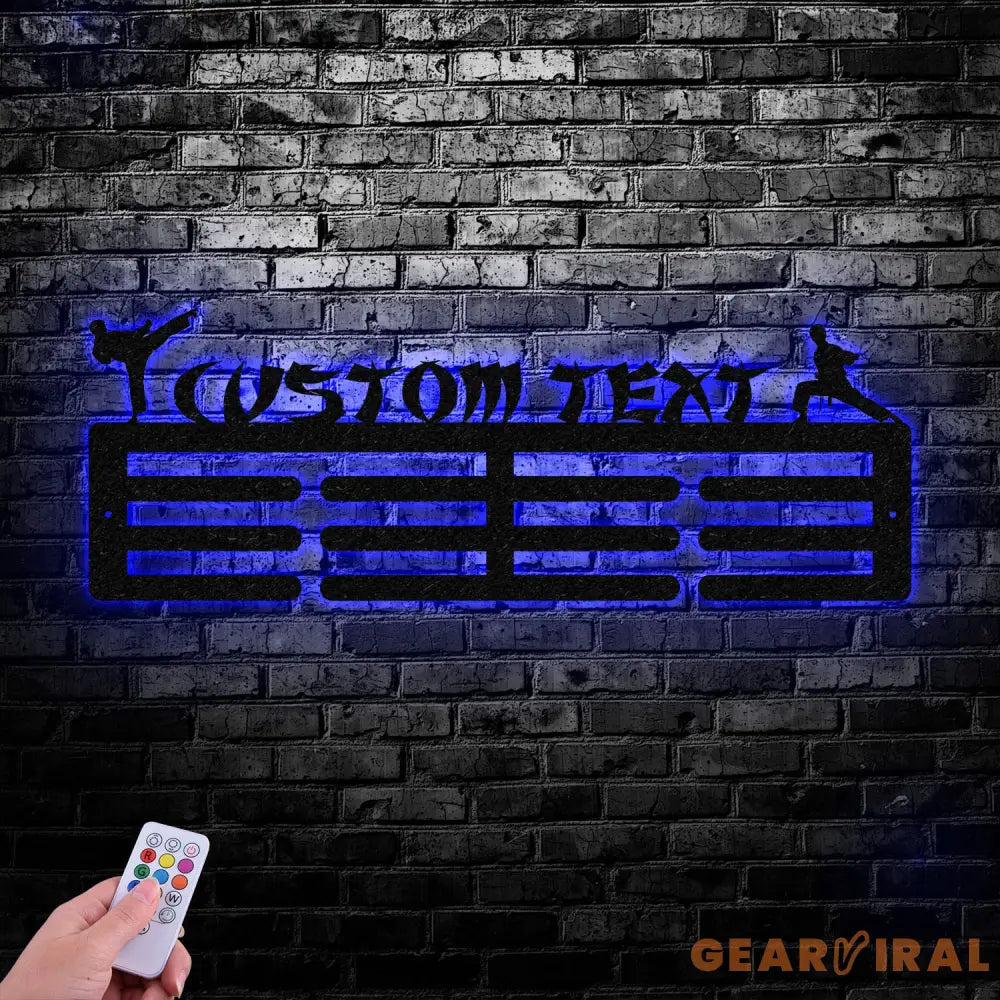 Karate Male Custom Name Medal Hanger Monogram - 12 Rungs for medals & Ribbons Medal Display Sports Medals Kids Room