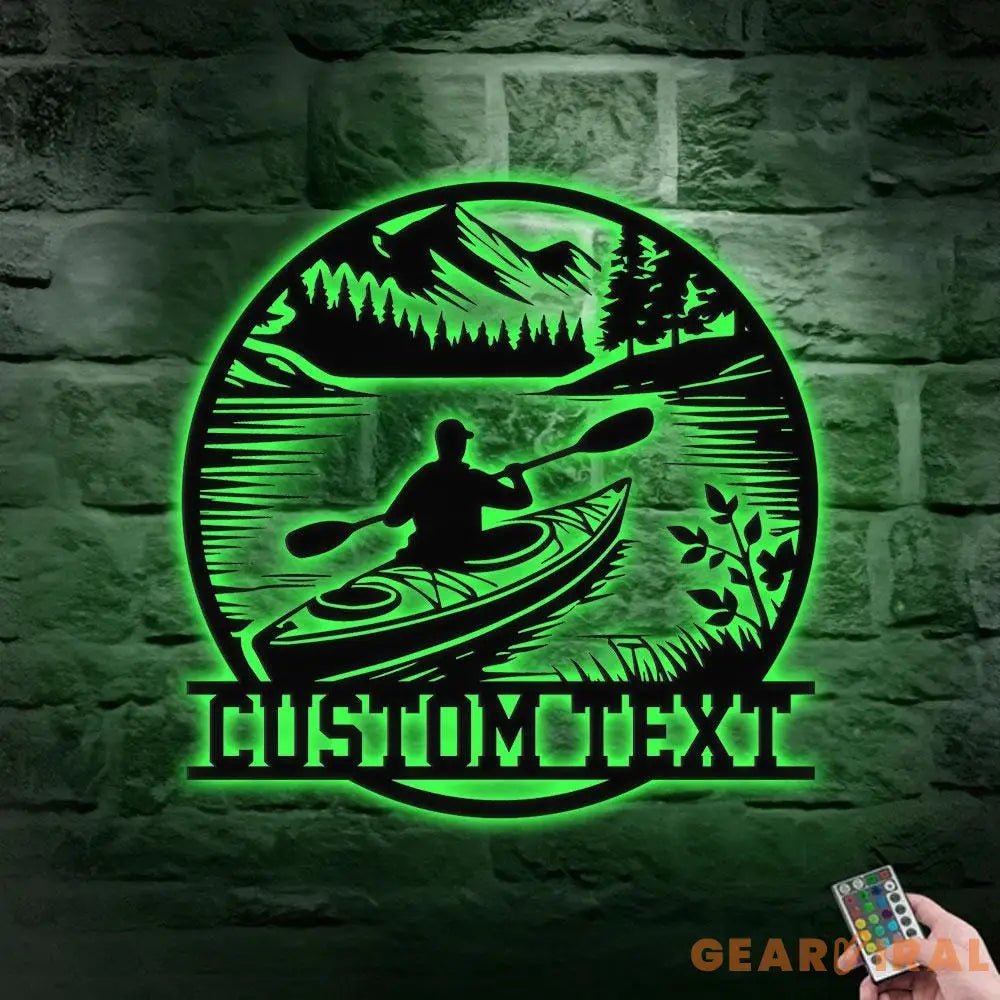 Kayak Enthusiast Name Metal LED Sign Personalized Family Name Metal Sign Family Wall Decor Personalized Wall Art