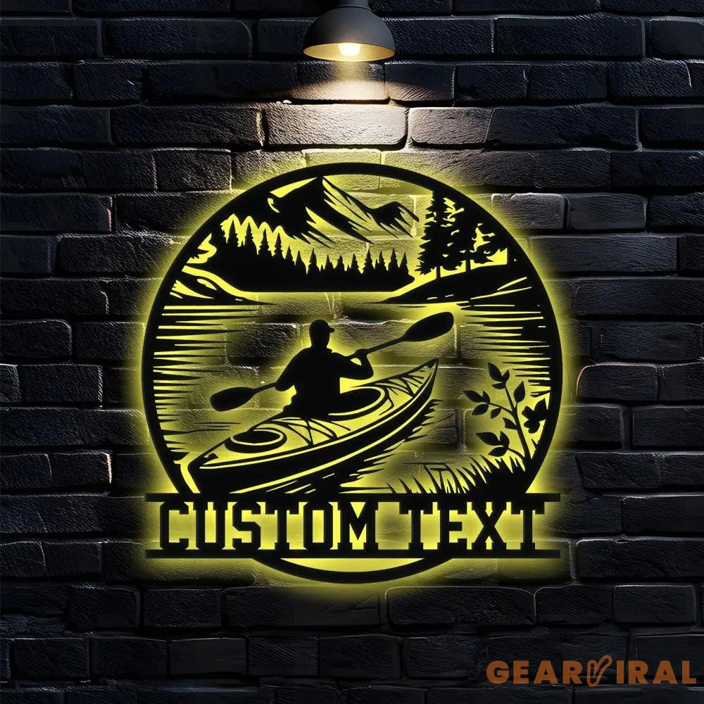 Kayak Enthusiast Name Metal LED Sign Personalized Family Name Metal Sign Family Wall Decor Personalized Wall Art