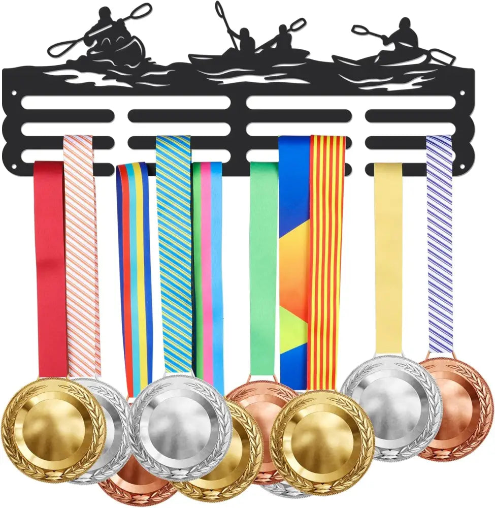 Kayaking Medal Display Rack for Water Sports Medal Display Holder Male Iron Wall Mounted Hooks for 40+ Awards Sports