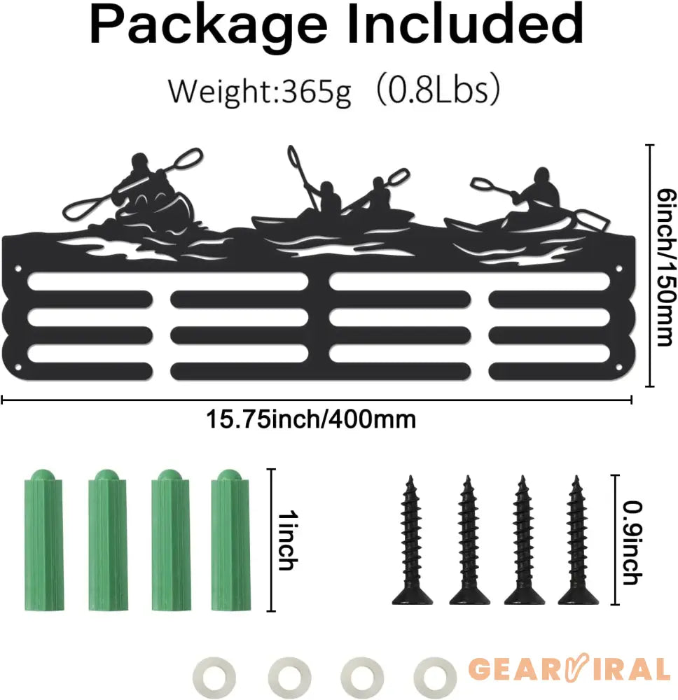 Kayaking Medal Display Rack for Water Sports Medal Display Holder Male Iron Wall Mounted Hooks for 40+ Awards Sports