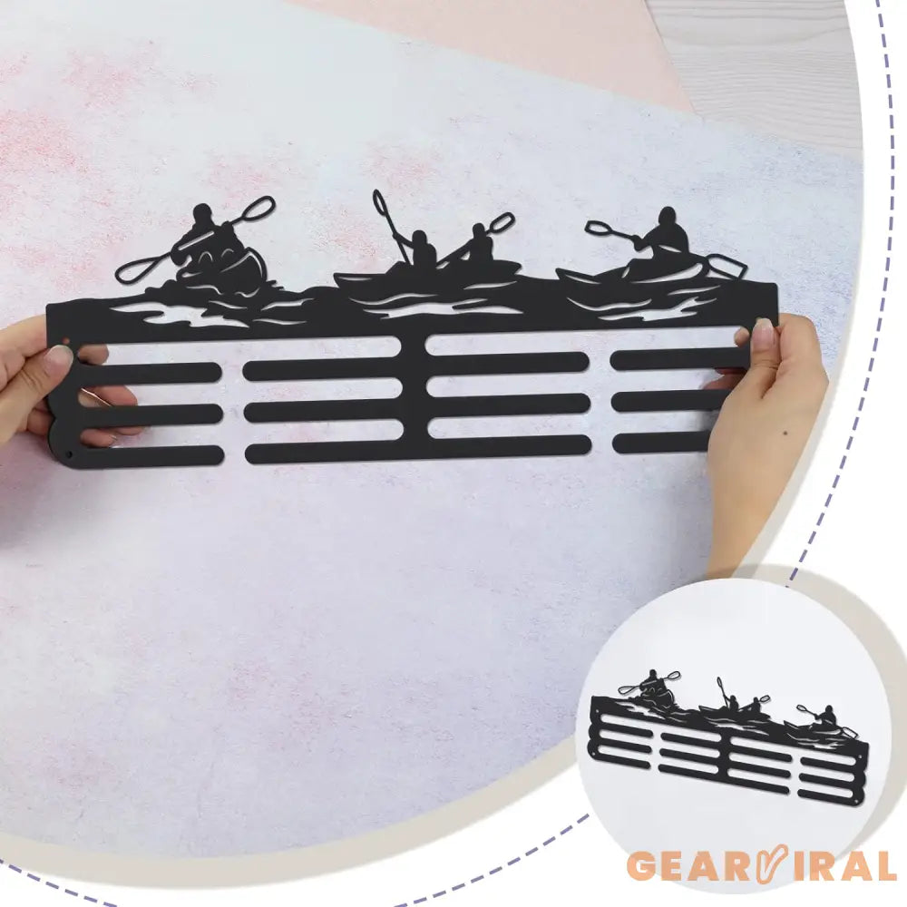 Kayaking Medal Display Rack for Water Sports Medal Display Holder Male Iron Wall Mounted Hooks for 40+ Awards Sports