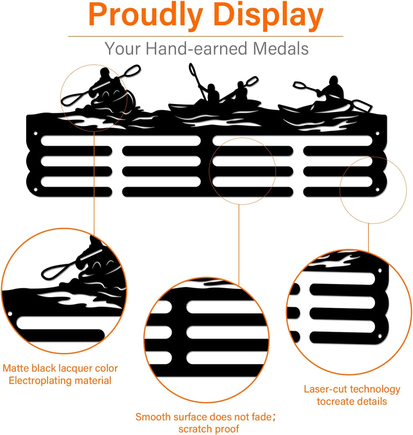 Kayaking Medal Display Rack for Water Sports Medal Display Holder Male Iron Wall Mounted Hooks for 40+ Awards Sports Ribbon Holder Display Wall Hanging Athlete Gift | GearViral