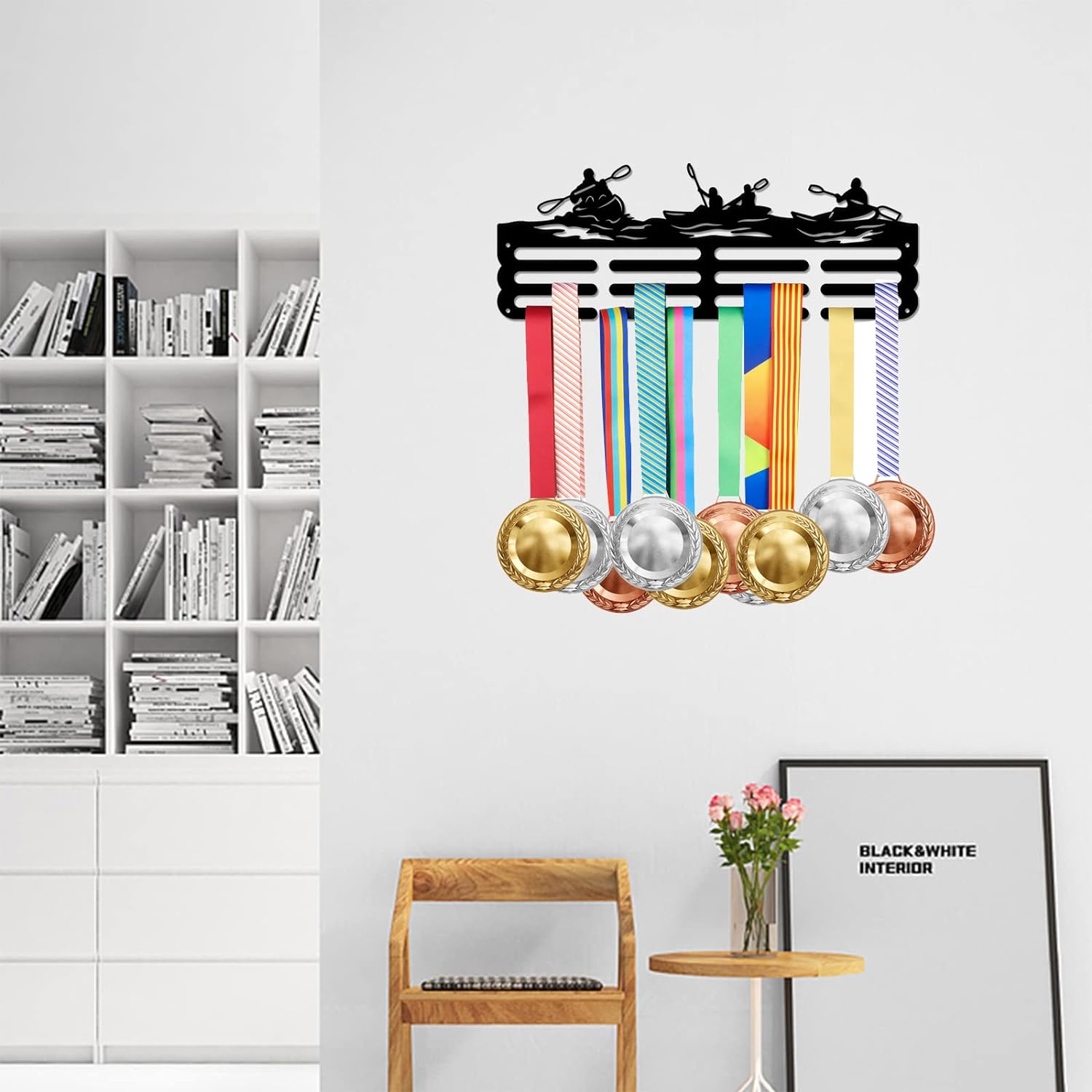 Kayaking Medal Display Rack for Water Sports Medal Display Holder Male Iron Wall Mounted Hooks for 40+ Awards Sports Ribbon Holder Display Wall Hanging Athlete Gift | GearViral