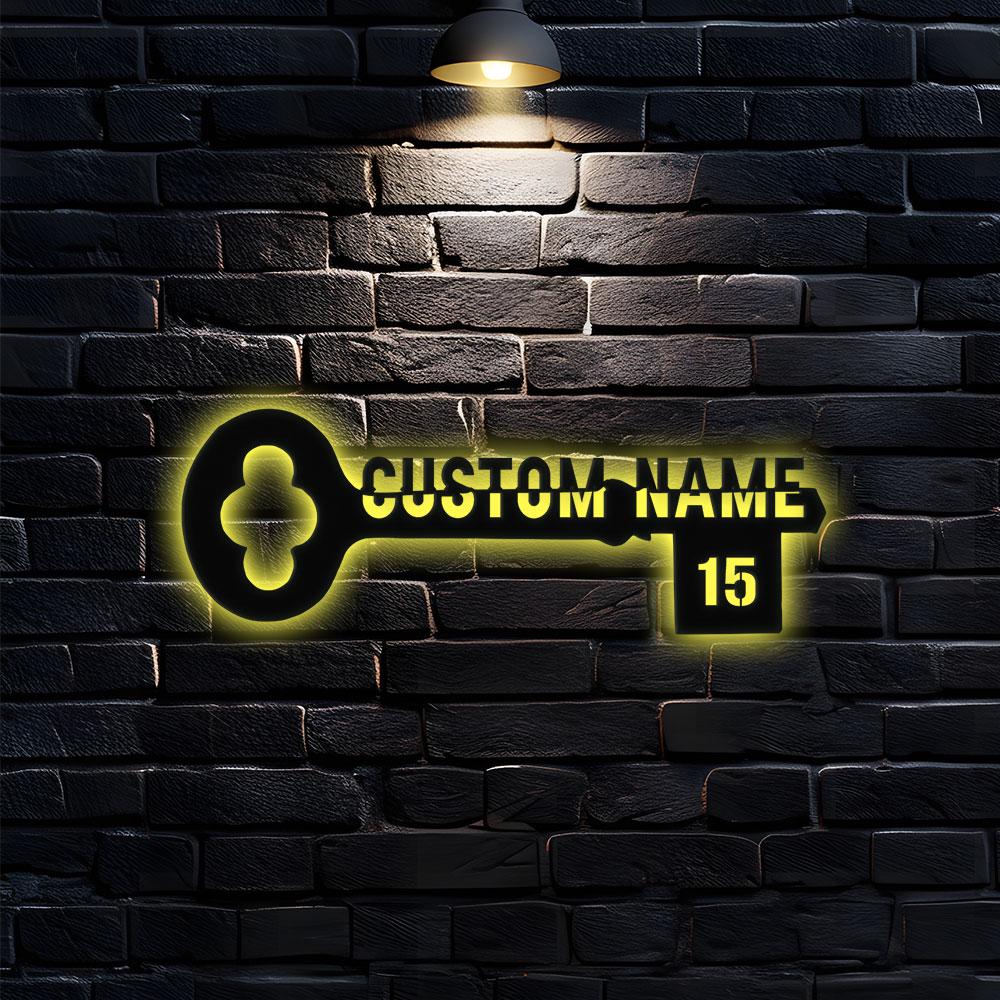 Key Custom Address Number Metal LED Sign, Personalized Family Name Metal Sign, Family Wall Decor, Personalized Wall Art, Housewarming Gift