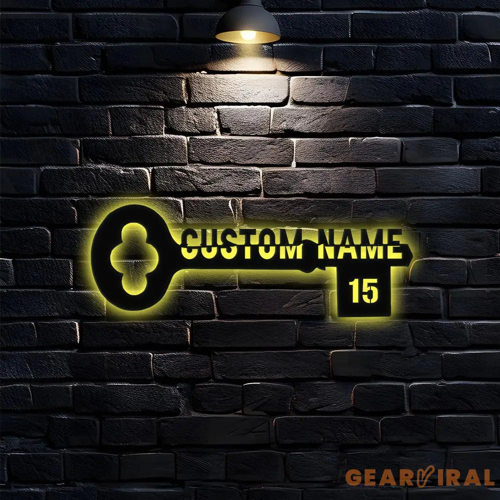 Key Custom Address Number Metal LED Sign Personalized Family Name Metal Sign Family Wall Decor Personalized Wall Art