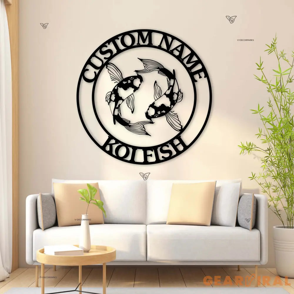 Koi fish metal wall art LED - Yin Yang wall art - Fish metal wall decor - Fish metal wall art | GearViral