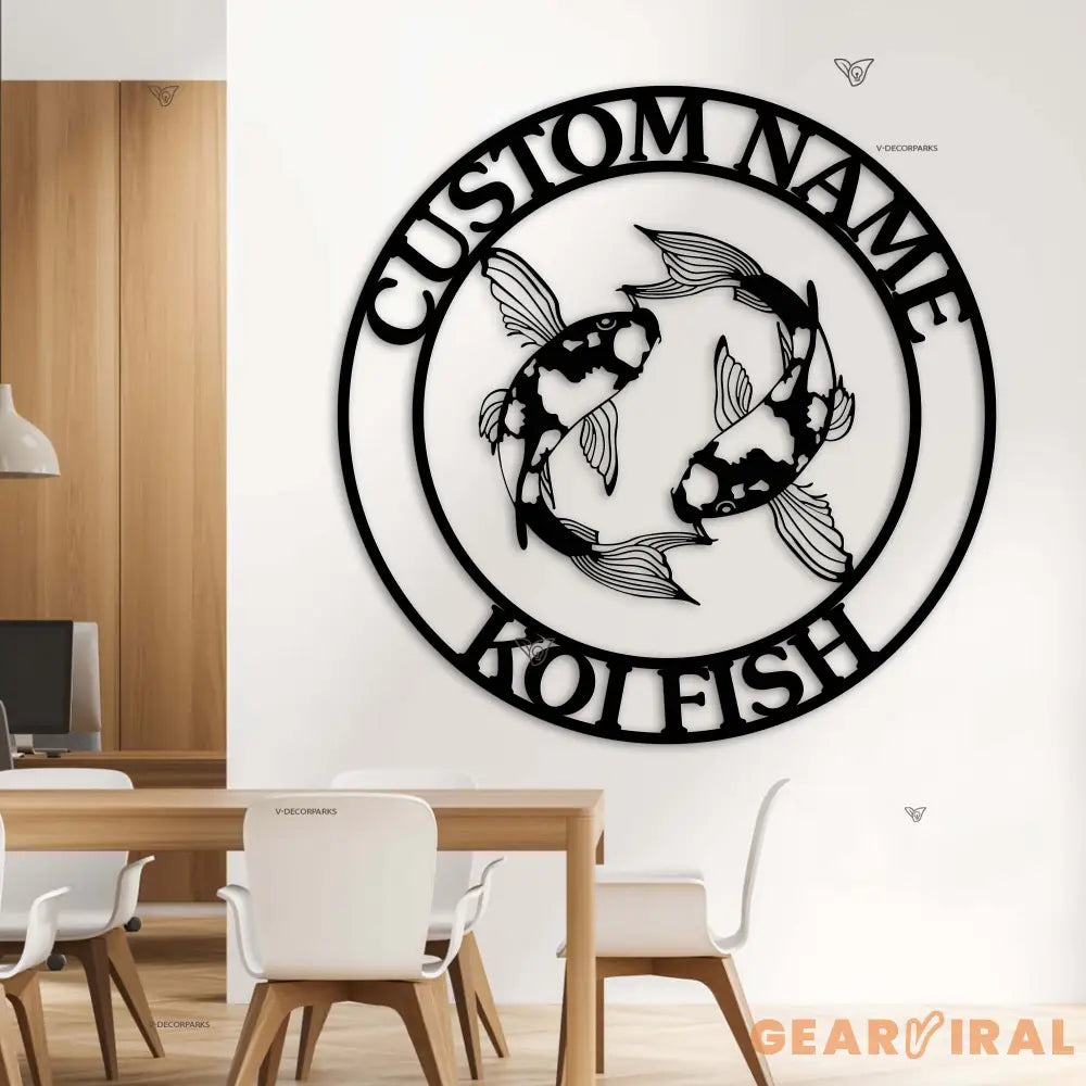 Koi fish metal wall art LED - Yin Yang wall art - Fish metal wall decor - Fish metal wall art | GearViral