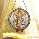 Lady Justice Stained Glass Suncatcher Law Office Window Panel Legal Decor Gift Scales of Justice Art for Lawyers and