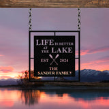 Personalized Life Is Better At Lake House Metal Sign, Forest Lake Sign, Custom Lake House Name Sign, Camping Metal Sign, Lake House Decor