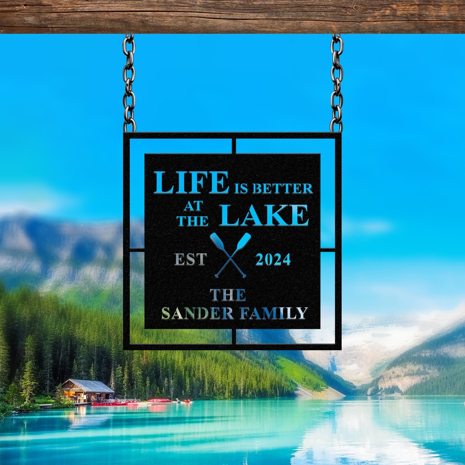 Personalized Life Is Better At Lake House Metal Sign, Forest Lake Sign, Custom Lake House Name Sign, Camping Metal Sign, Lake House Decor