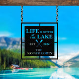 Personalized Life Is Better At Lake House Metal Sign, Forest Lake Sign, Custom Lake House Name Sign, Camping Metal Sign, Lake House Decor