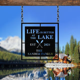 Personalized Life Is Better At Lake House Metal Sign, Forest Lake Sign, Custom Lake House Name Sign, Camping Metal Sign, Lake House Decor