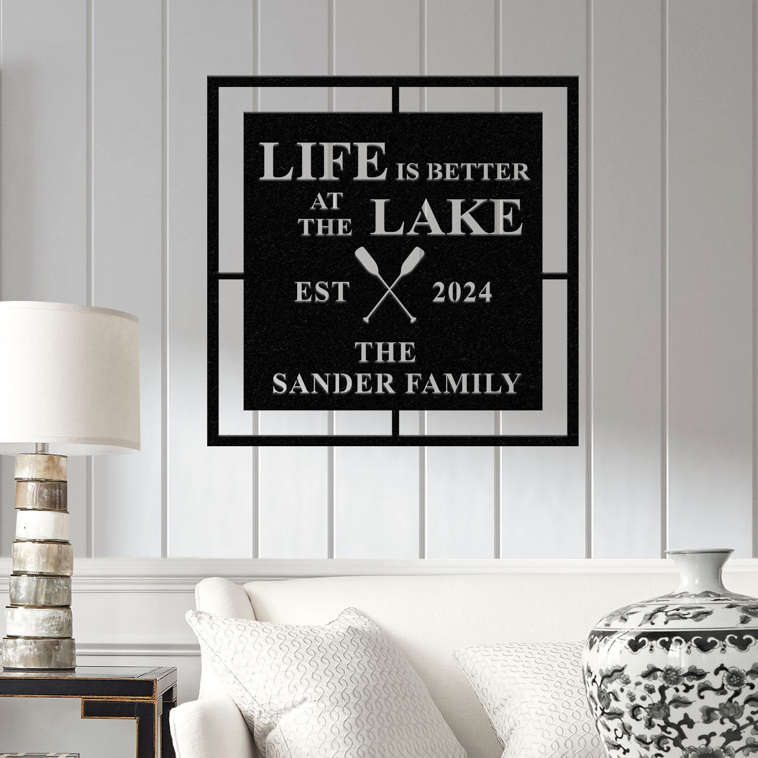 Personalized Life Is Better At Lake House Metal Sign, Forest Lake Sign, Custom Lake House Name Sign, Camping Metal Sign, Lake House Decor
