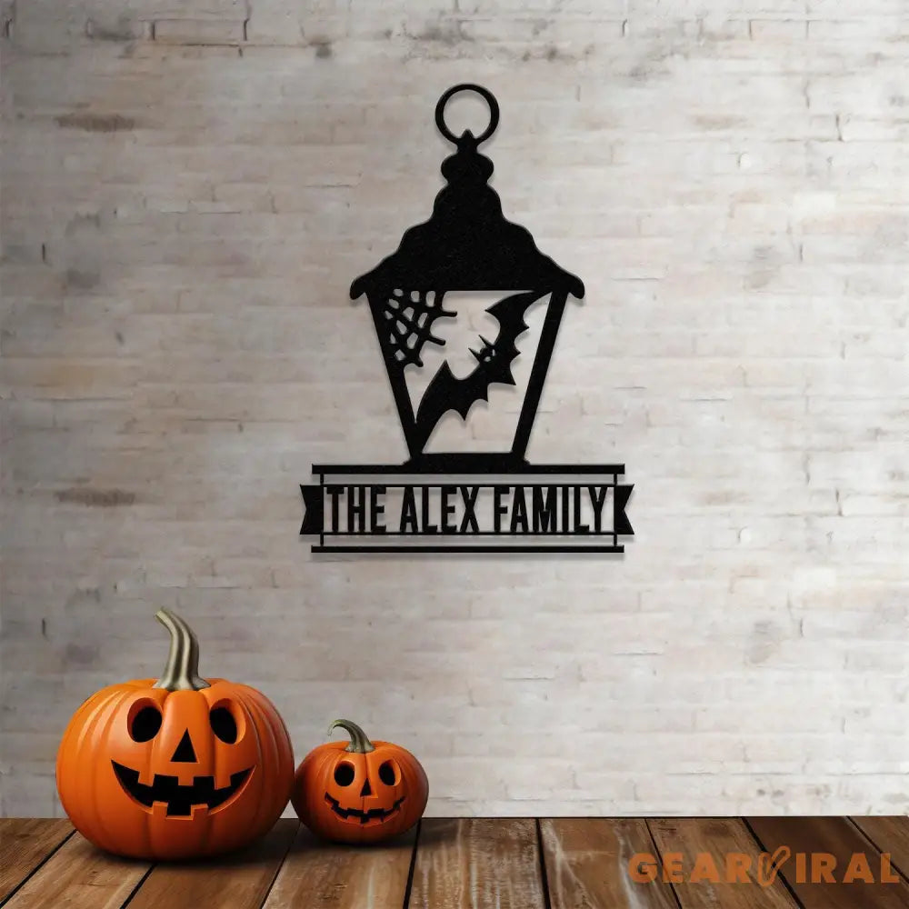 Lantern Bat Halloween Name LED Sign Personalized Name LED Lights Halloween Sign Outdoor Door Monogram Halloween Metal