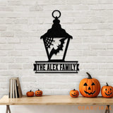 Lantern Bat Halloween Name LED Sign Personalized Name LED Lights Halloween Sign Outdoor Door Monogram Halloween Metal