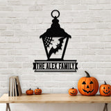 Lantern Bat Halloween Name LED Sign, Personalized Name LED Lights, Halloween Sign, Outdoor Door Monogram, Halloween Metal sign