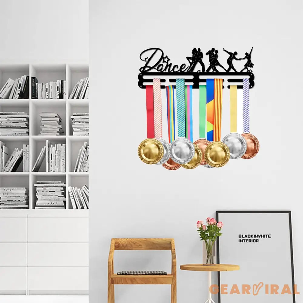 Latin Dance Medal Display Rack for Double Dance Medal Display Holder Male Iron Wall Mounted Hooks for 40+ Awards Sports