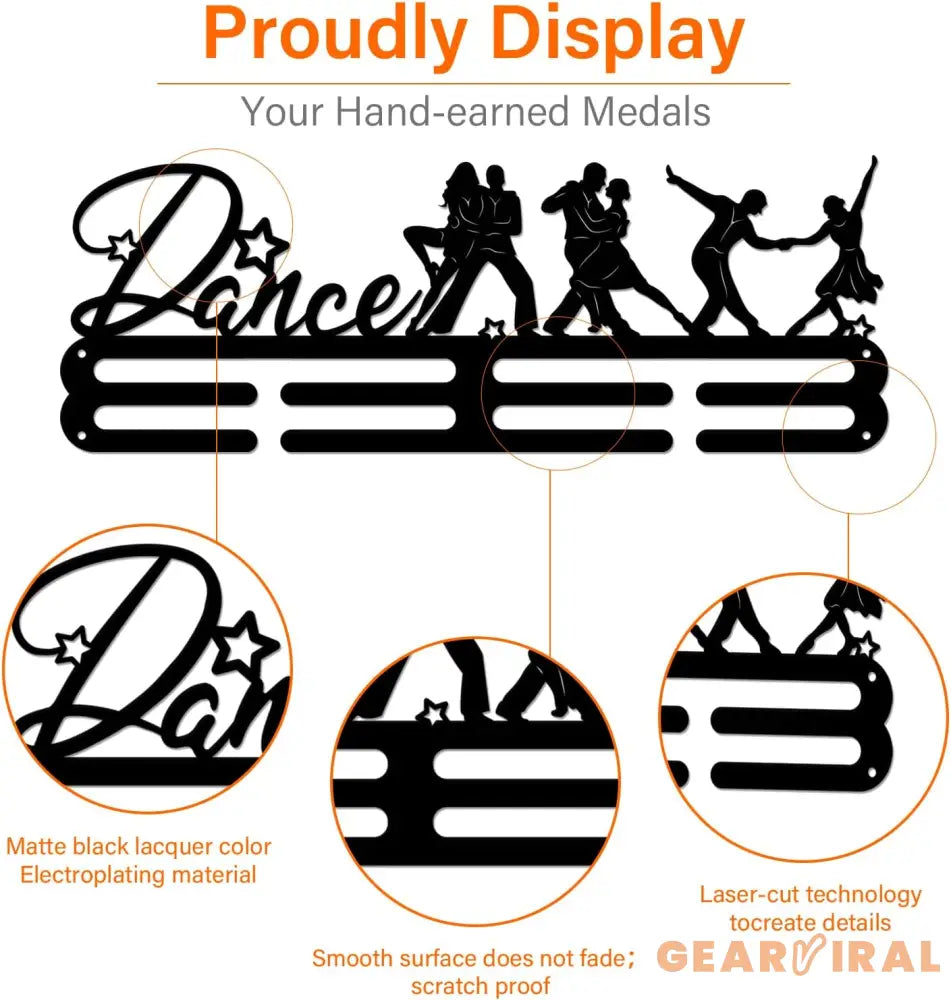Latin Dance Medal Display Rack for Double Dance Medal Display Holder Male Iron Wall Mounted Hooks for 40+ Awards Sports