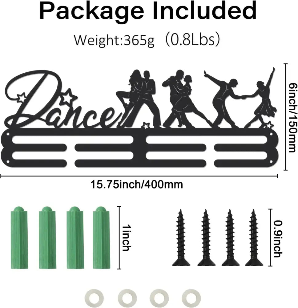 Latin Dance Medal Display Rack for Double Dance Medal Display Holder Male Iron Wall Mounted Hooks for 40+ Awards Sports